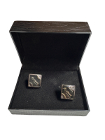 Kare Form Atatürk İmzalı Taş Detaylı Kol Düğmesi Çifti