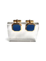 Sekizgen Formlu Mavi Yüzeyli Kol Düğmesi Çifti