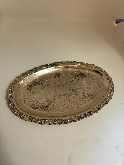 GÜMÜŞ KAPLAMA OVAL SERVİS TEPSİSİ