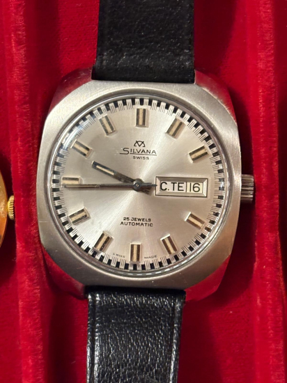 SILVANA SWISS – 25 JEWELS AUTOMATIC / GÜN-TARİH / ÇELİK KASA KOL SAATİ (NOS)