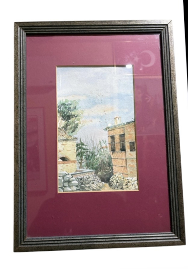 AYDIN ERKUŞ İMZALI – KAĞIT ÜZERİ SULUBOYA MİMARİ PEYZAJ, 1990