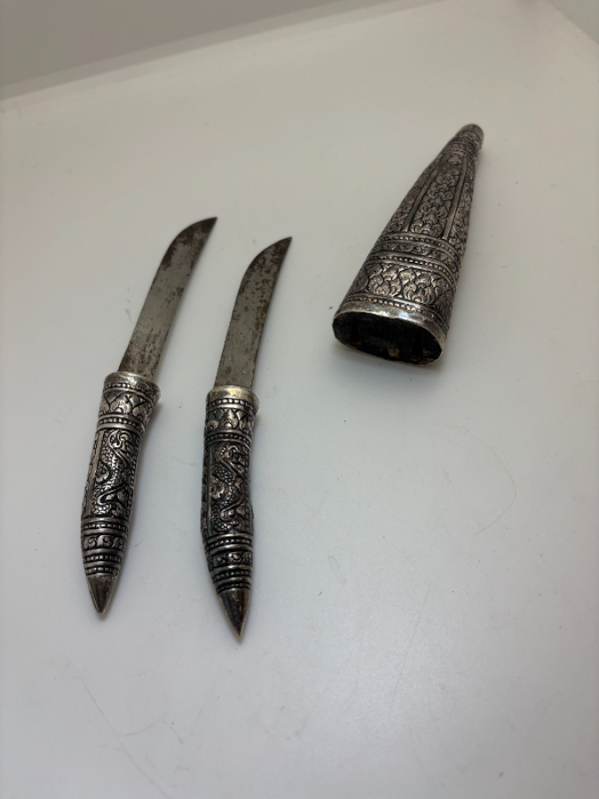 Osmanlı Gümüş Avcı Bıçak Seti