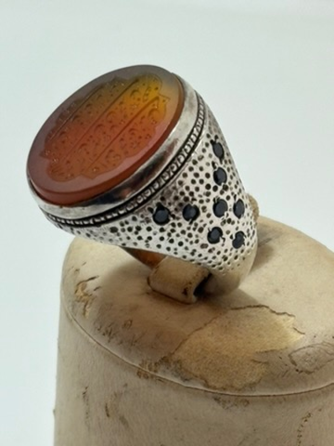 925 Gümüş Kehribar Yüzük