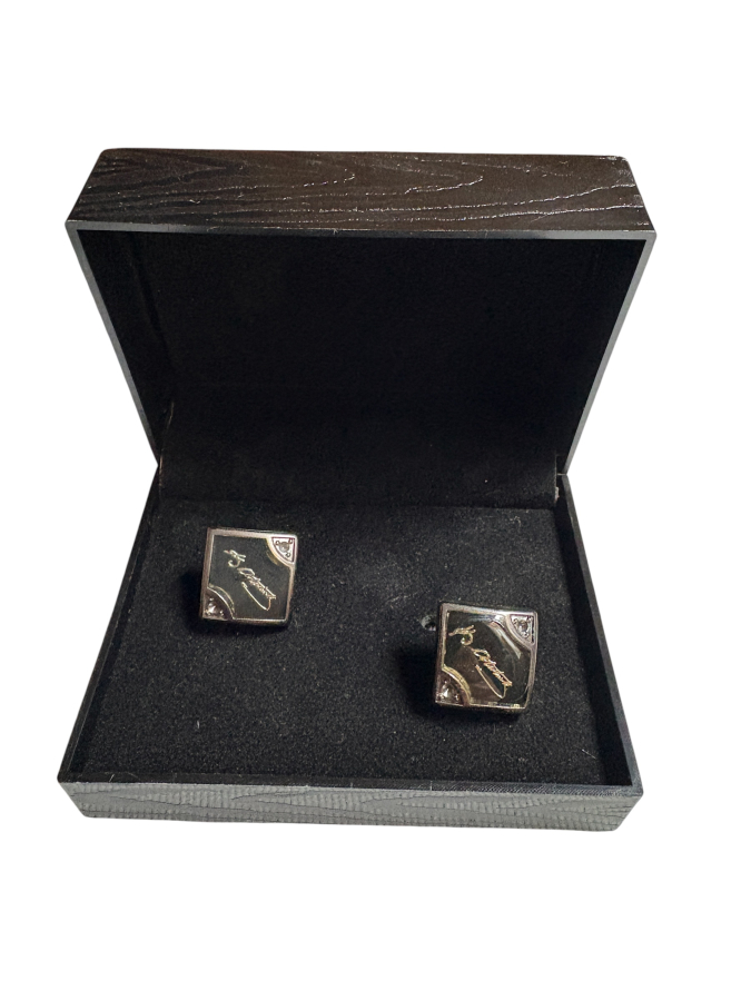 Kare Form Atatürk İmzalı Taş Detaylı Kol Düğmesi Çifti