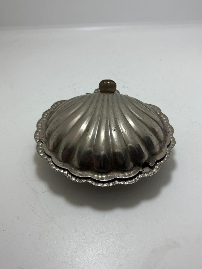 VINTAGE GÜMÜŞ KAPLAMA MİDYE FORM KAPAKLI KUTU